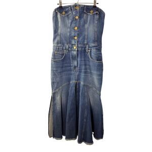 Stunning Pinko Denim Strapless Maxi Dress - Runway Style